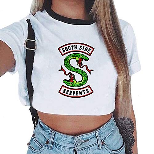 Générique Femme Crop Top T-Shirt Riverdale Imprimé Manches C